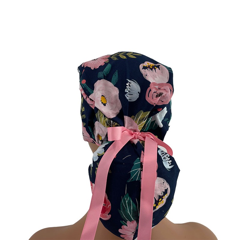 Ponytail Medical Scrub Cap - Wispy Rose & Mum - Image 5