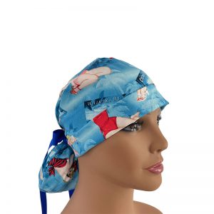 Turn Up Ponytail Medical Scrub Cap - Tropical Beaches
