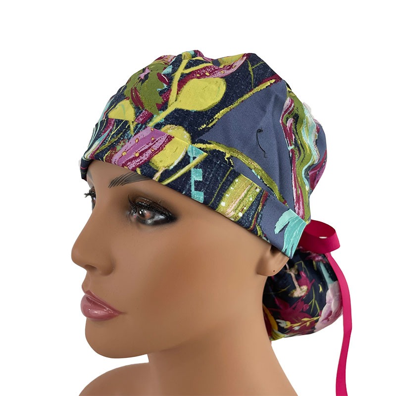 Turn Up Ponytail Medical Scrub Cap - Night Painted Dessert - Image 2