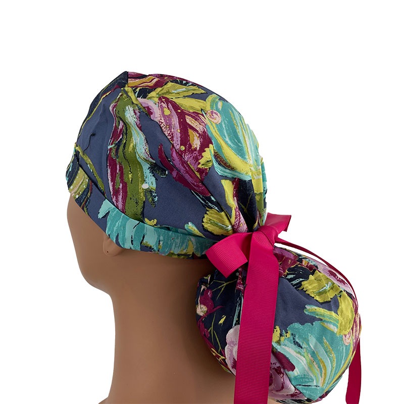 Turn Up Ponytail Medical Scrub Cap - Night Painted Dessert - Image 5