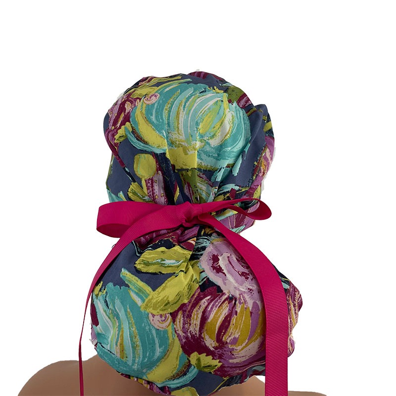 Turn Up Ponytail Medical Scrub Cap - Night Painted Dessert - Image 4