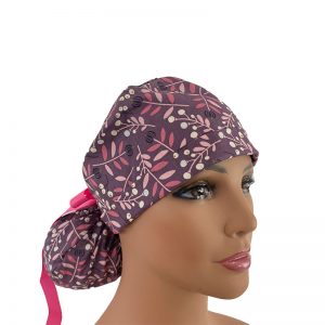 Turn Up Ponytail Medical Scrub Cap - Harvest Time - Plum Twigs