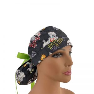 Turn Up Ponytail Medical Scrub Cap - Schooled In Cruella