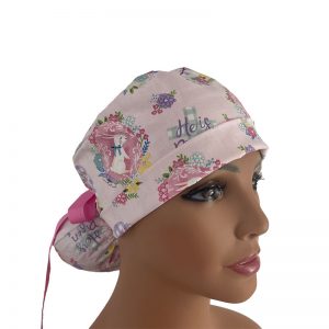 Turn Up Ponytail Medical Scrub Cap - Happy Easter - He is Risen (S-M)