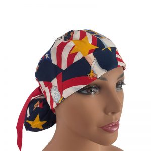 Turn Up Ponytail Medical Scrub Cap - May She Wave