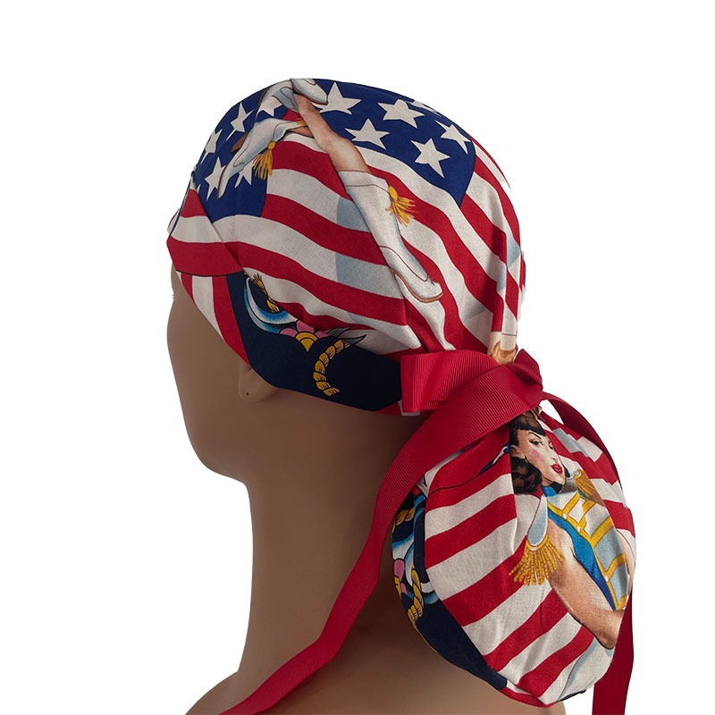 Turn Up Ponytail Medical Scrub Cap - May She Wave - Image 5