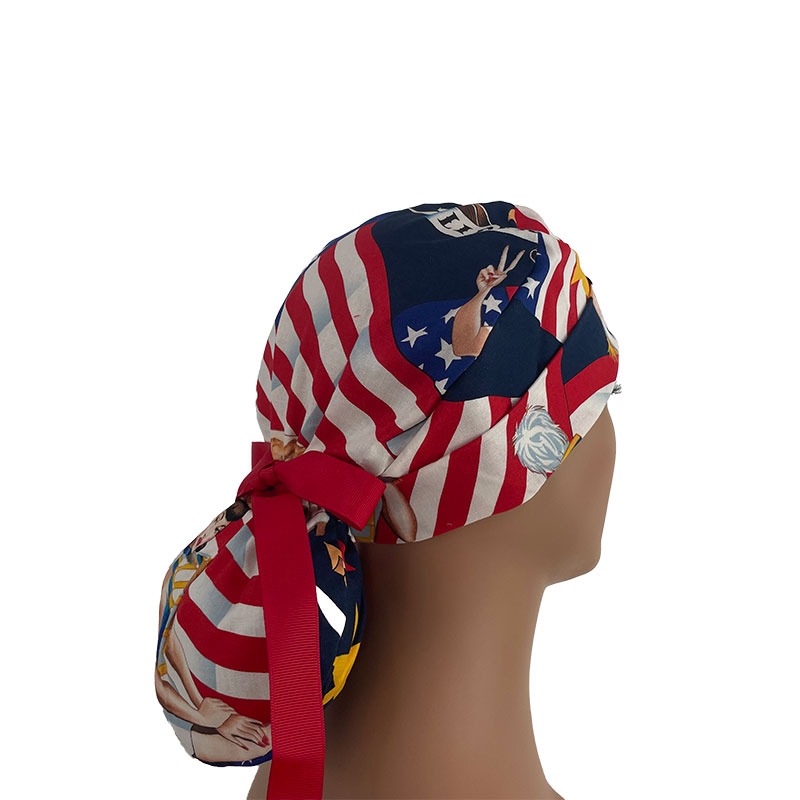 Turn Up Ponytail Medical Scrub Cap - May She Wave - Image 3