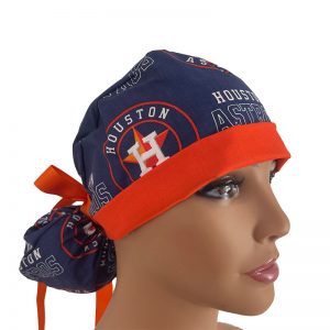 Turn Up Ponytail Medical Scrub Cap - MLB - Houston Astros/Orange