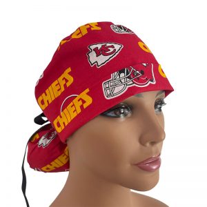 Turn Up Ponytail Medical Scrub Cap - NFL - Kansas City Chiefs
