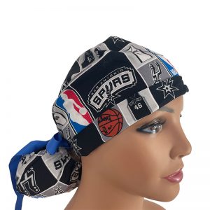 Turn Up Ponytail Medical Scrub Cap - NFL -  San Antonio Spurs