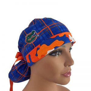 Turn Up Ponytail Medical Scrub Cap - NFL - Florida Gators/Squares