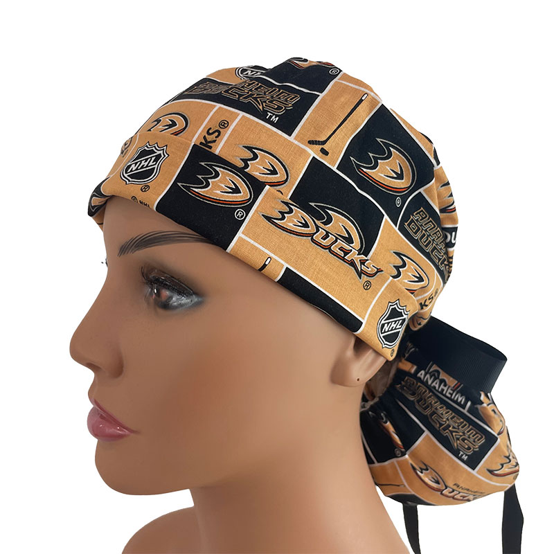 Turn Up Ponytail Medical Scrub Cap -NHL - Anaheim Ducks - Image 2