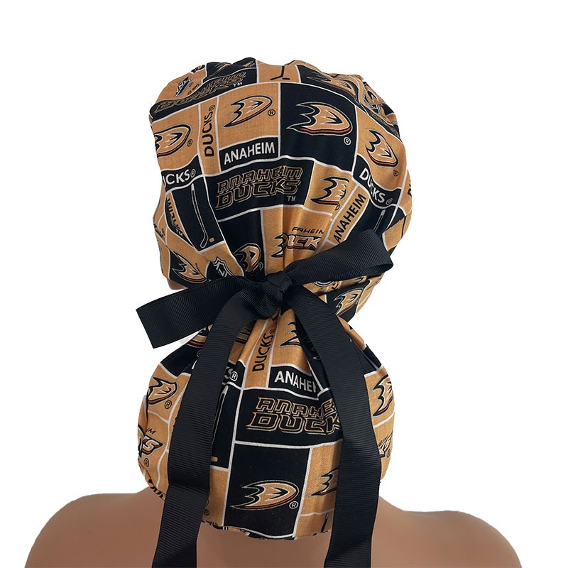 Turn Up Ponytail Medical Scrub Cap -NHL - Anaheim Ducks - Image 4