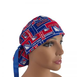 Turn Up Ponytail Medical Scrub Cap - NHL - New York RANGERS Hockey