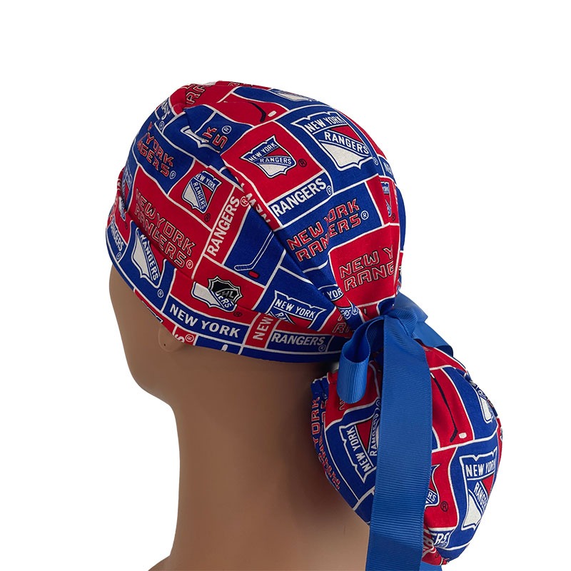 Turn Up Ponytail Medical Scrub Cap - NHL - New York RANGERS Hockey - Image 5