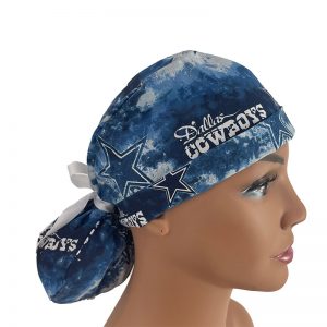 Turn Up Ponytail Medical Scrub Cap - NFL - Dallas Cowboy