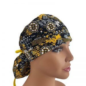 Turn Up Ponytail Medical Scrub Cap - NHL - Boston Bruins