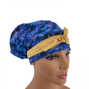 European Scrub Cap - Stars on Clouds - Deep Blue - DIGITAL PRINT