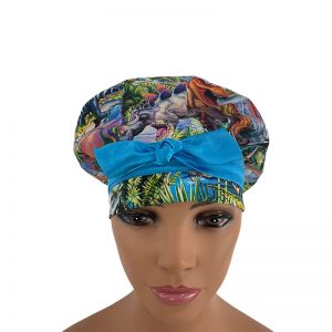 European Scrub Cap - Past & Present - Dinotopia - Water Blue