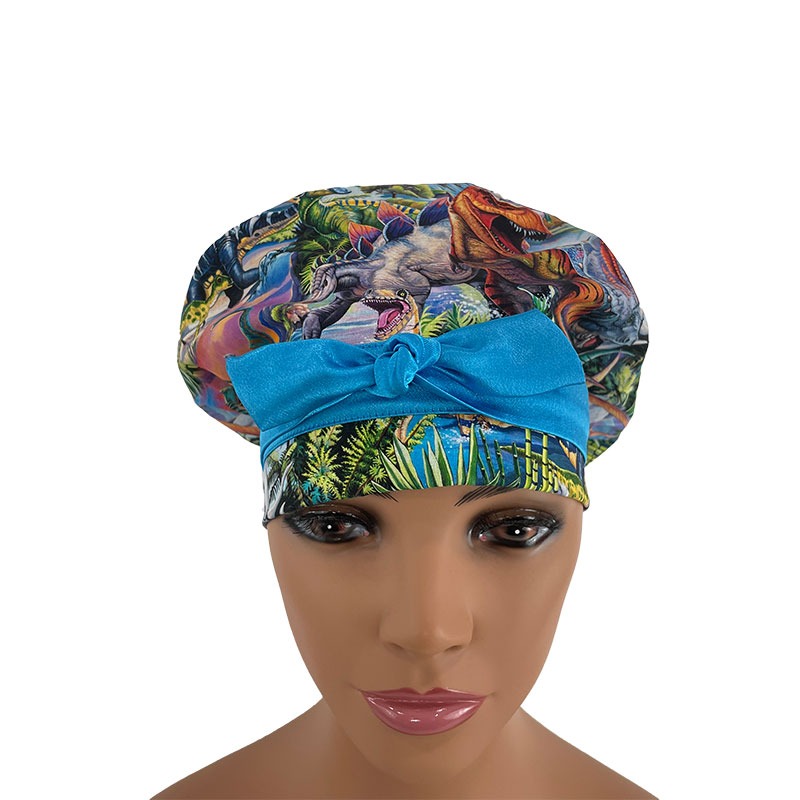 European Scrub Cap - Past & Present - Dinotopia - Water Blue