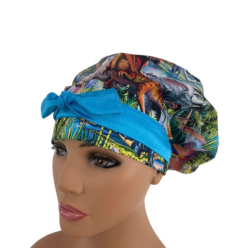 European Scrub Cap - Past & Present - Dinotopia - Water Blue - Image 2