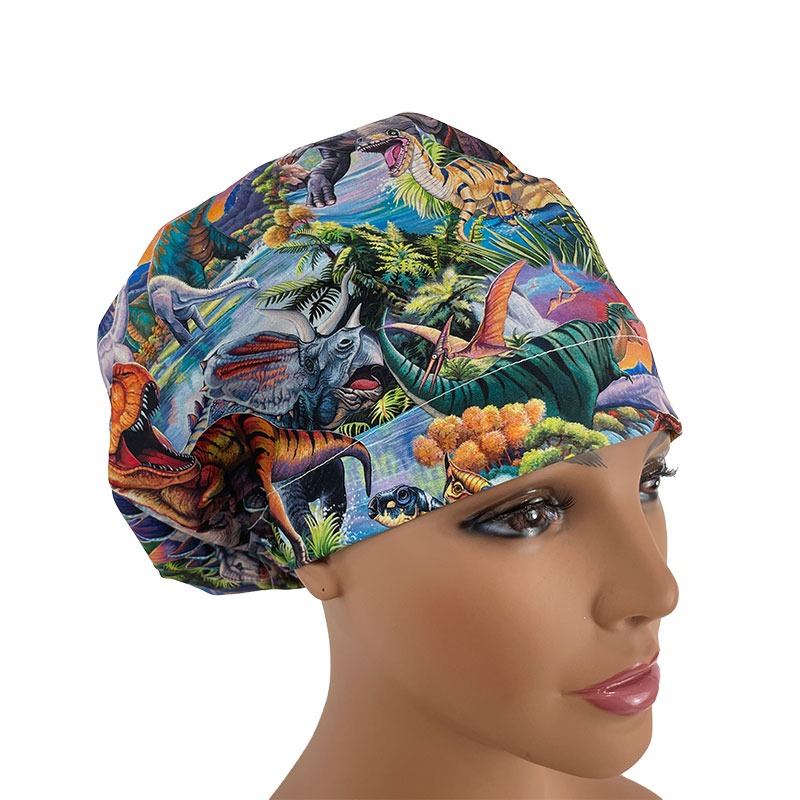 European Scrub Cap - Past & Present - Dinotopia - Water Blue - Image 4