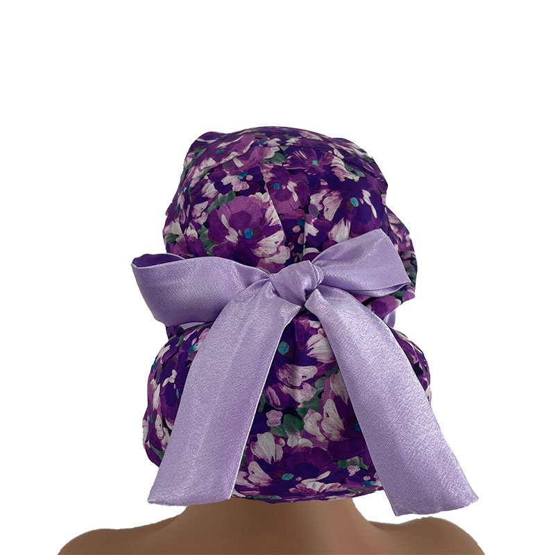 European Scrub Cap - Blooming Flowers-Purple - Image 4