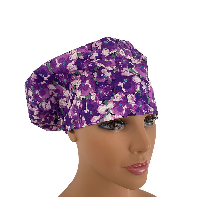 European Scrub Cap - Blooming Flowers-Purple - Image 5