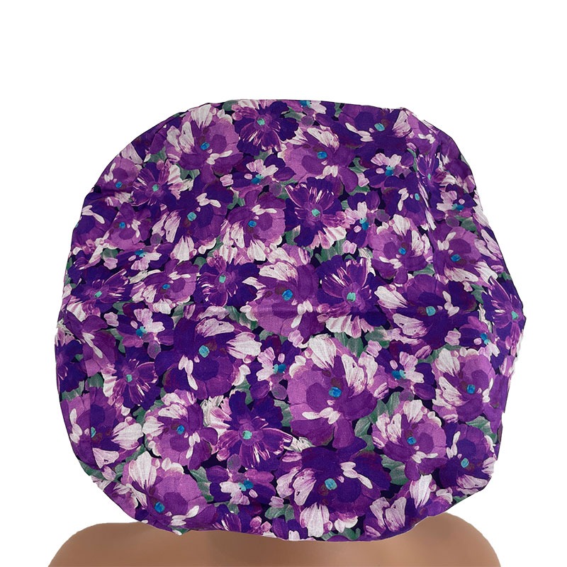 European Scrub Cap - Blooming Flowers-Purple - Image 8