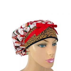 Bouffant Medical Scrub Cap-Leopard Print Santa & Snowmen