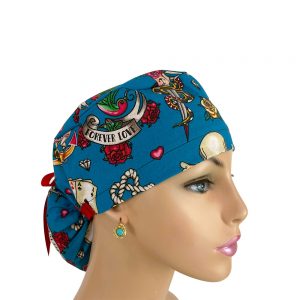 Ponytail Medical Scrub Cap - Forever Love