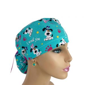 Ponytail Medical Scrub Cap - I Woof You