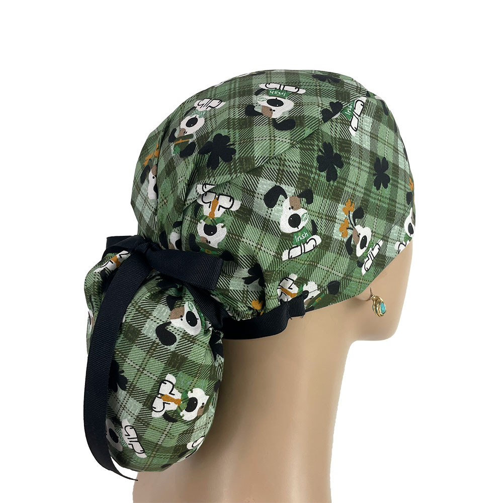 Ponytail Medical Scrub Cap - I Woof You Dog Irish St. Patrick’s Day - Image 6