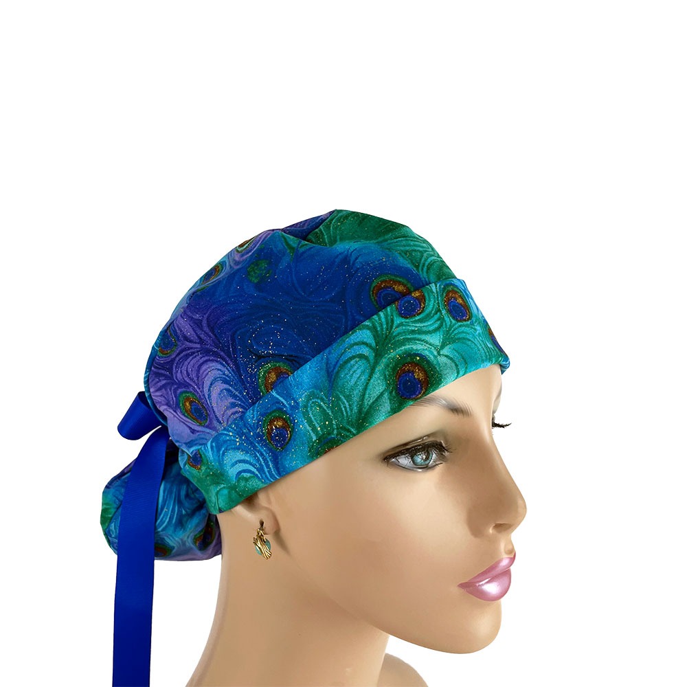 Turn Up Ponytail Medical Scrub Cap - Moonlight Plume
