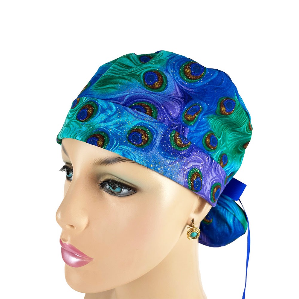 Turn Up Ponytail Medical Scrub Cap - Moonlight Plume - Image 3