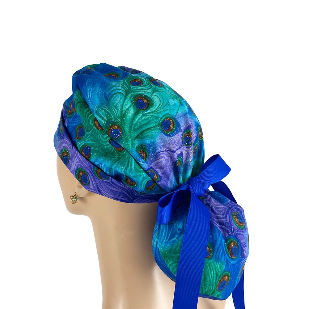 Turn Up Ponytail Medical Scrub Cap - Moonlight Plume - Image 4