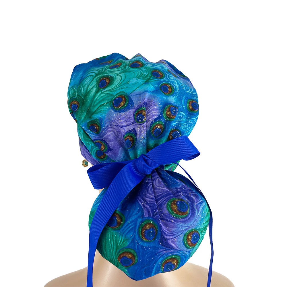 Turn Up Ponytail Medical Scrub Cap - Moonlight Plume - Image 5