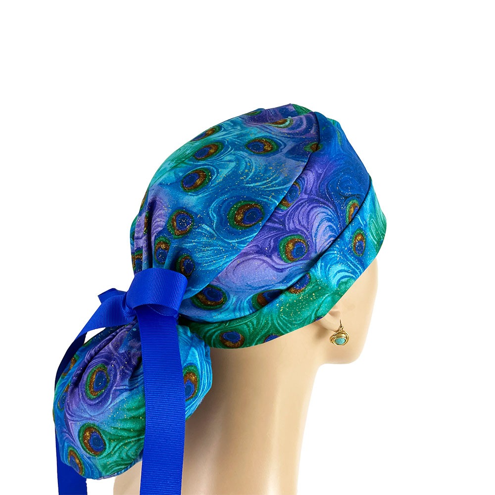 Turn Up Ponytail Medical Scrub Cap - Moonlight Plume - Image 6