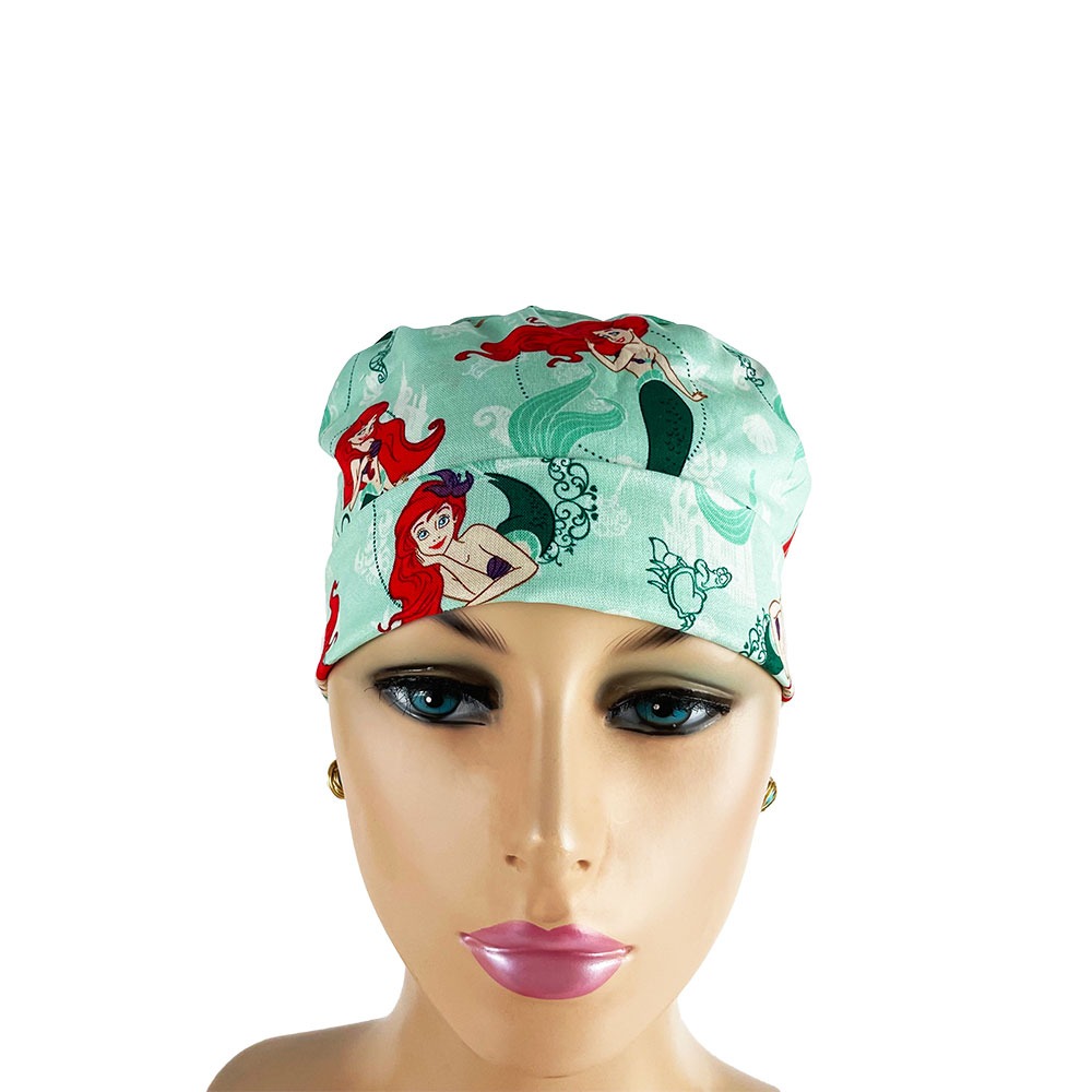 Turn Up Ponytail Medical Scrub Cap - Mermaids at Sea - Image 2