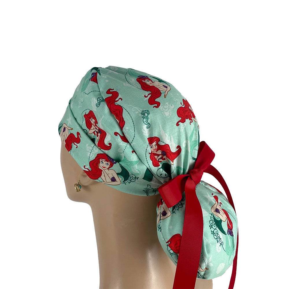 Turn Up Ponytail Medical Scrub Cap - Mermaids at Sea - Image 4