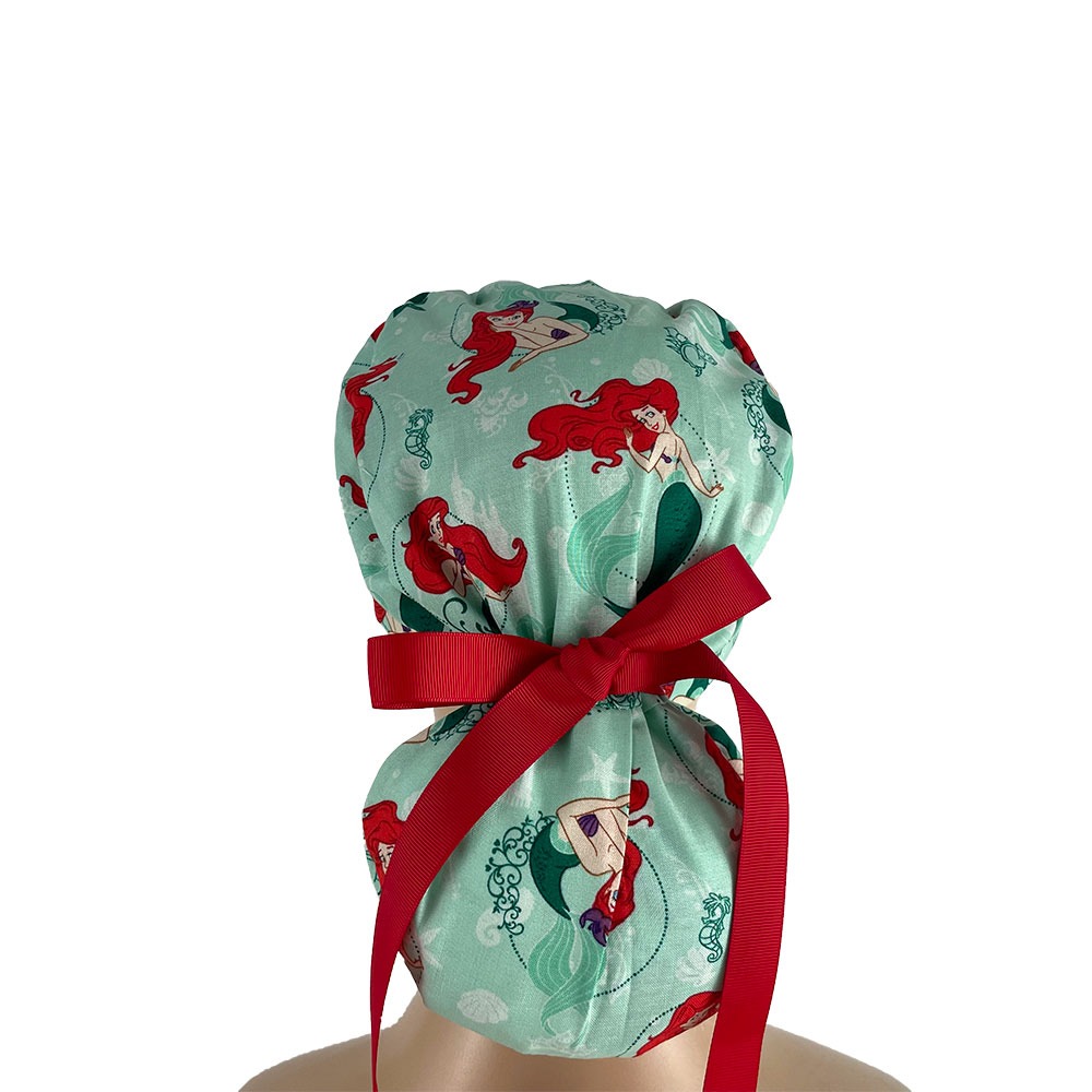 Turn Up Ponytail Medical Scrub Cap - Mermaids at Sea - Image 5