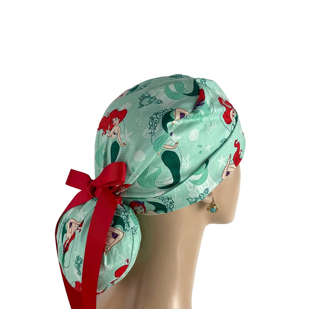 Turn Up Ponytail Medical Scrub Cap - Mermaids at Sea - Image 6