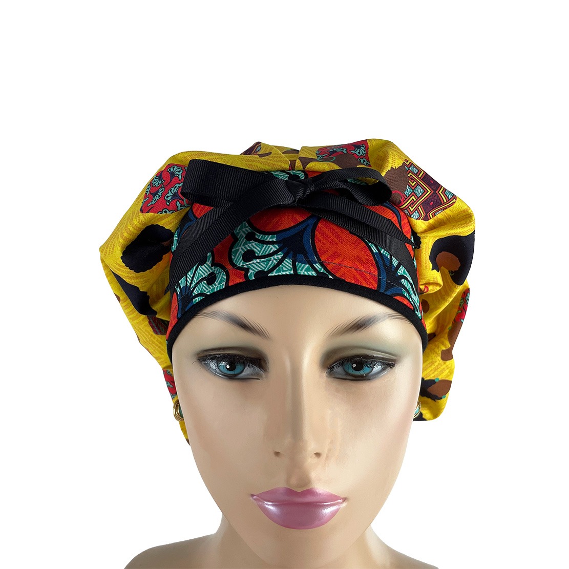Bouffant Medical Scrub Cap – Girl Power - People Power/ Orange Flower - Image 2