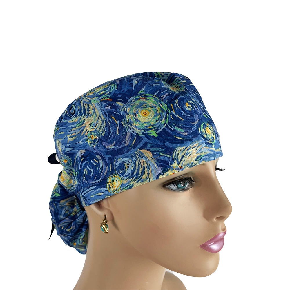 Ponytail Medical Scrub Cap - Impressionism