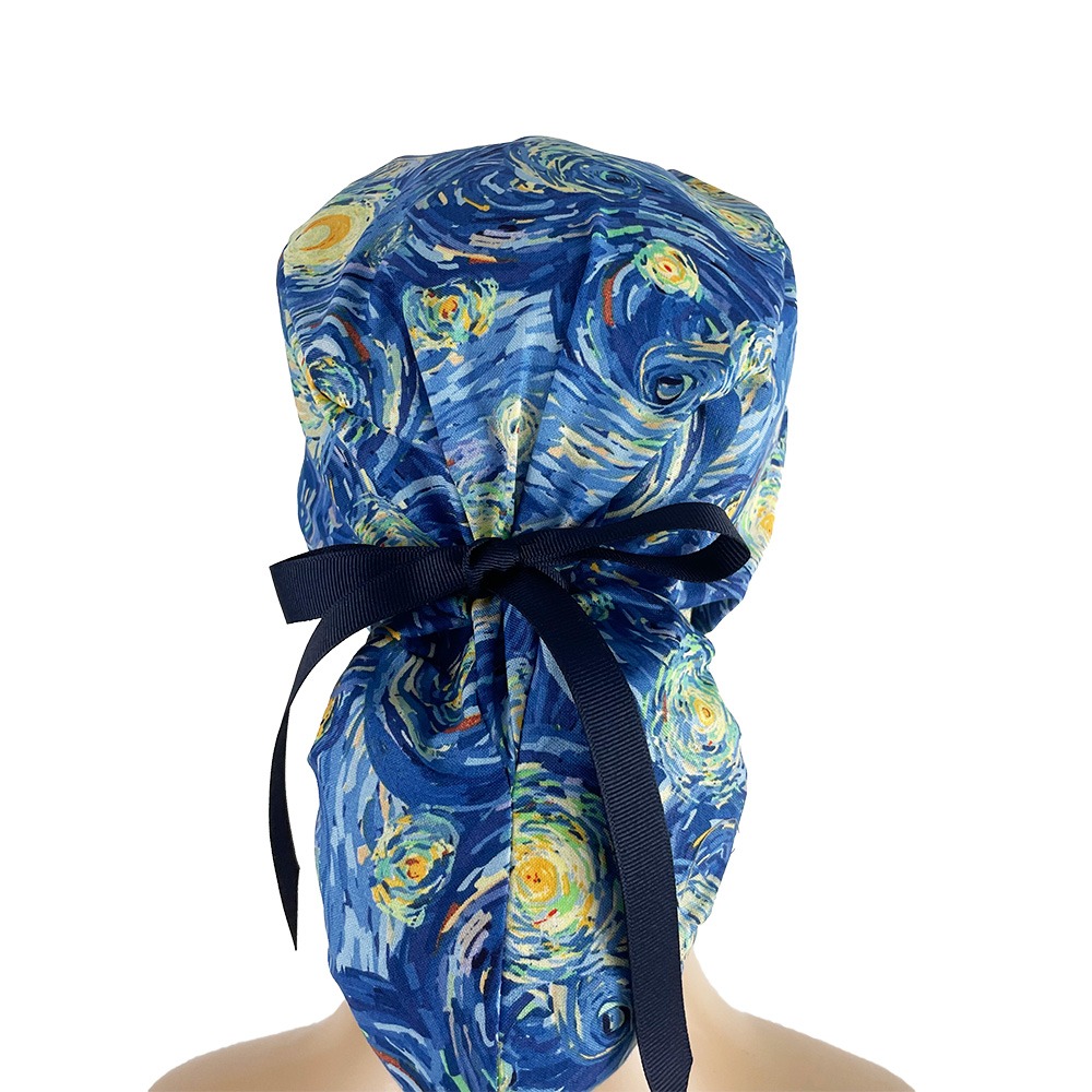 Ponytail Medical Scrub Cap - Impressionism - Image 4