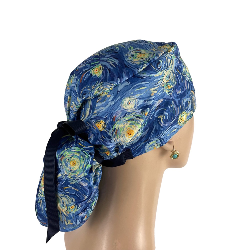 Ponytail Medical Scrub Cap - Impressionism - Image 5