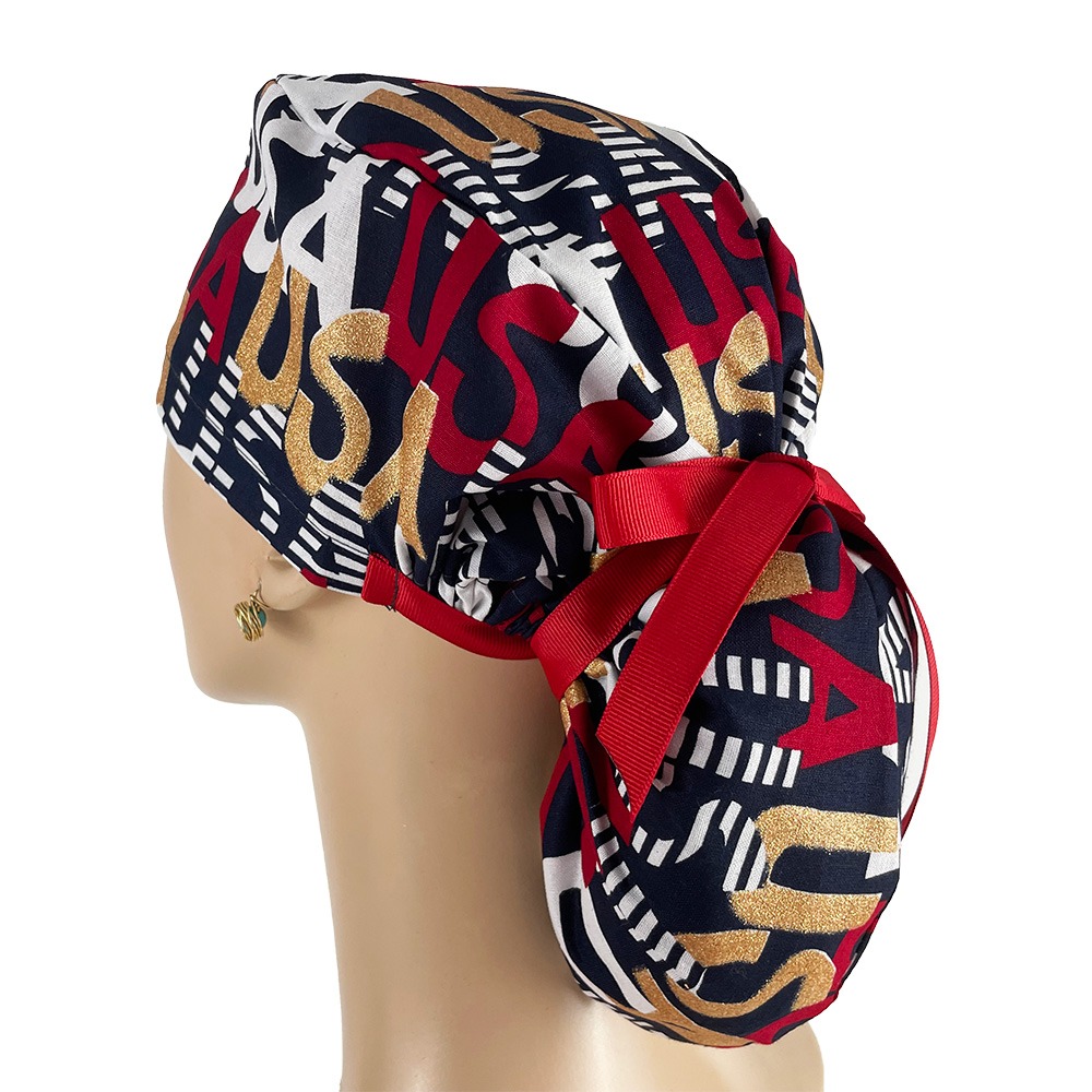 Ponytail Medical Scrub Cap - I Love USA! - Image 3