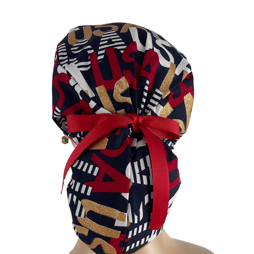 Ponytail Medical Scrub Cap - I Love USA! - Image 4