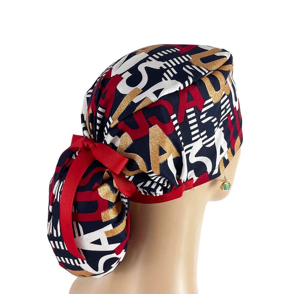 Ponytail Medical Scrub Cap - I Love USA! - Image 5