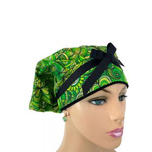 Bouffant Medical Cap - Green Paisleys